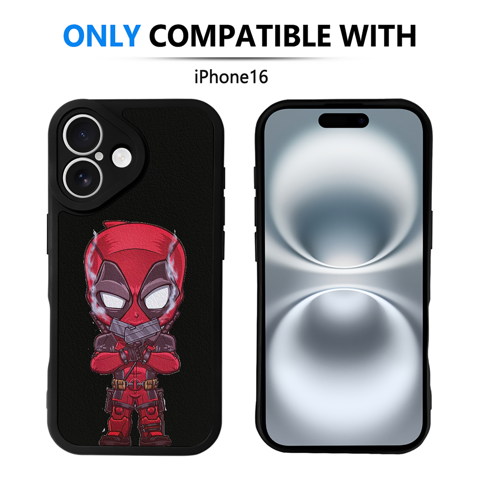 （画像用） Deadpool デッドプール 【iPhone 16シリーズ対応】シリコンスマホケース（レザー調） 材質：シリコン